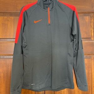 Nike Gray and Red Dri-Fit Quarter Zip Medium